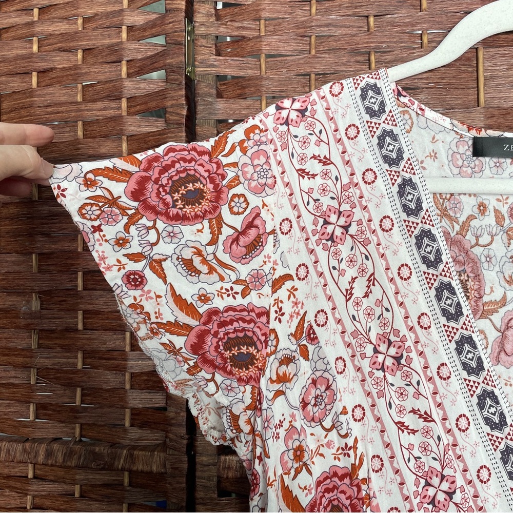 Zesica Floral Wrap Maxi Dress V-neckline, Boho Hippie Cottagecore, Size L. - Picture 7 of 13